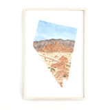 Nevada Watercolor Print, Nevada State Art, Home State Art, Nevada map art, Nevada Map Poster - Emilie Taylor Art