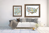 US Watercolor Map, US travel map, USA Painting, US Map with States paintings