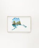 Alaska Lake Clark National Park Watercolor Painting, Alaska State Art,  Alaska Lake Clark Souvenir