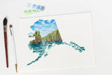 Alaska Lake Clark National Park Watercolor Painting, Alaska State Art,  Alaska Lake Clark Souvenir
