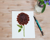 Dahlia Print, Watercolor Dahlia Black Velvet Painting,  Black Dahlia Art