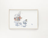 Denmark Watercolor Print, Denmark Art, Copenhagen Painting, Nyhavn Demark