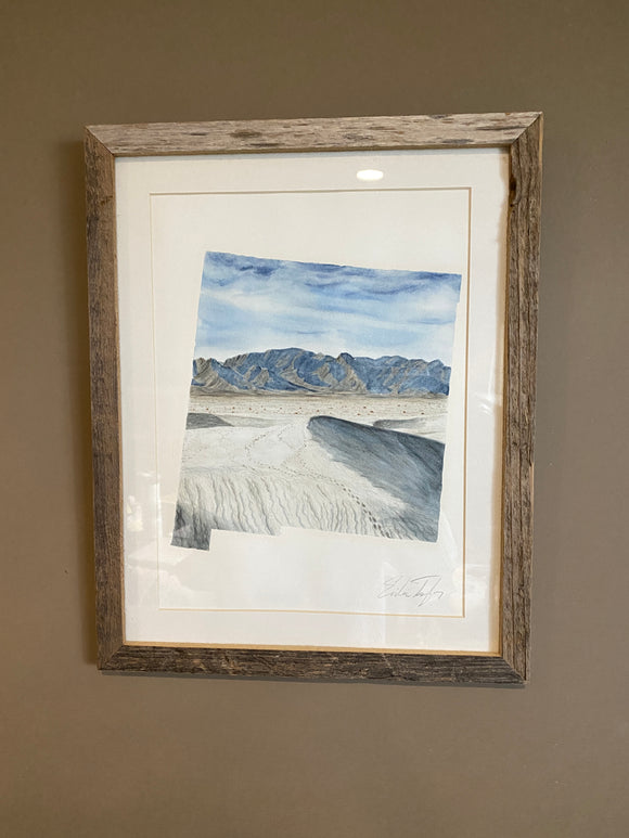 New Mexico White Sands National Park Original Painting Mated and framed to size 11x14