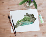Kentucky Watercolor Print, Kentucky State, Home State Art, Kentucky map art,  Big South Fork River
