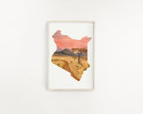 Kenya Watercolor Print, Kenya Art, Kenya Painting, Tsavo East National Park
