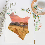 Kenya Watercolor Print, Kenya Art, Kenya Painting, Tsavo East National Park