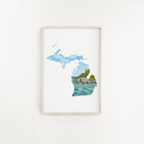 Michigan Watercolor Print, Michigan State Art, Home State Art, MI Map, Michigan Map Art