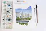 Ohio Watercolor Painting, Marble Lighthouse, Lake Erie Ohio, Ohio State Print