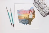 Ohio Watercolor Painting, Marble Lighthouse, Lake Erie Ohio, Ohio State Print