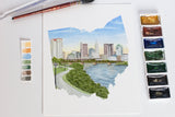 Ohio Watercolor Painting, Marble Lighthouse, Lake Erie Ohio, Ohio State Print