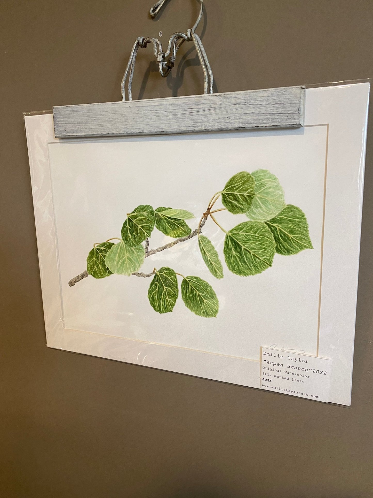 Aspen Branch Original Painting Mated to size 11x14 Emilie Taylor Art