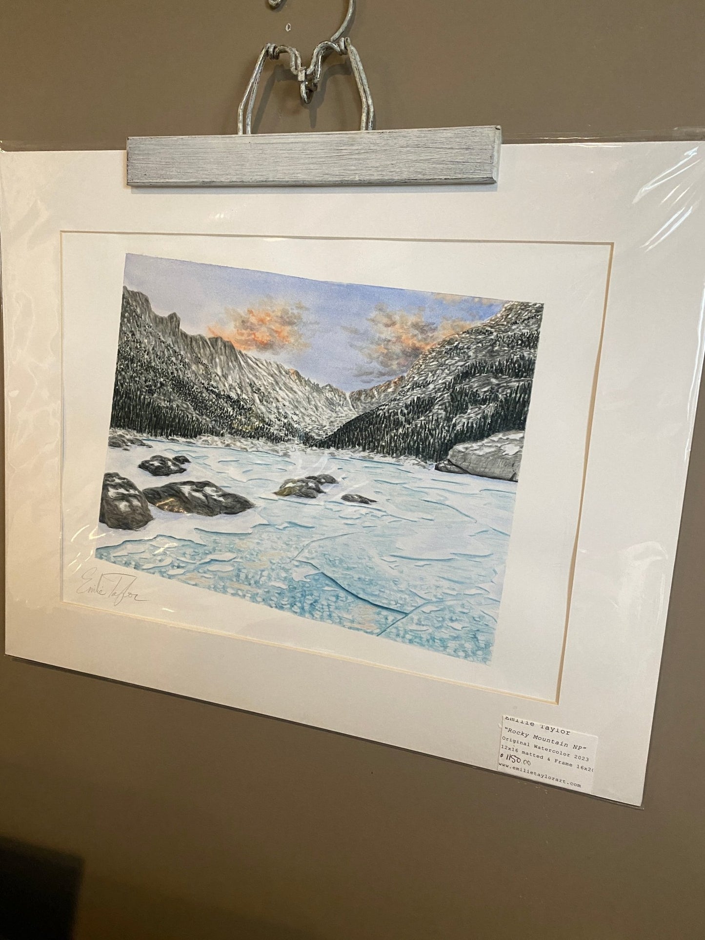 Colorado Rocky Mountain Lake National Park Original Painting Mated to size 16x20 Emilie Taylor Art
