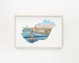 Hungary Watercolor Painting, Budapest Art, Hungary Map Art, Budapest painting, Széchenyi Chain Bridge Budapest