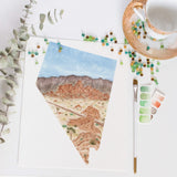 Nevada Watercolor Print, Nevada State Art, Home State Art, Nevada map art, Nevada Map Poster - Emilie Taylor Art