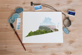 Virginia Watercolor Print, Virginia State Art, Virginia Painting,Virginia Map, Virginia Gift - Emilie Taylor Art
