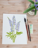 Lupine Print, Watercolor Lupines Painting, Lupine Art, Floral Art, Floral Print, Wild Flowers