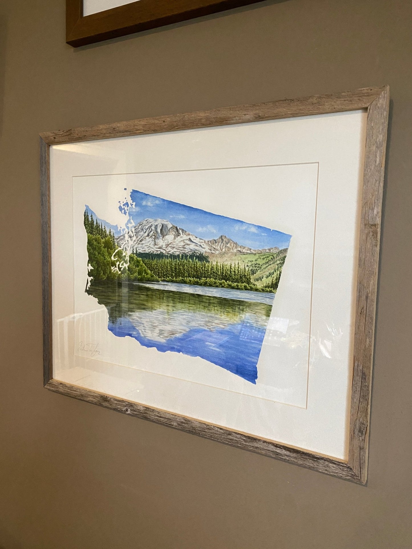 Washington Rainier National Park Original Painting Mated and framed to size 16x20 Emilie Taylor Art