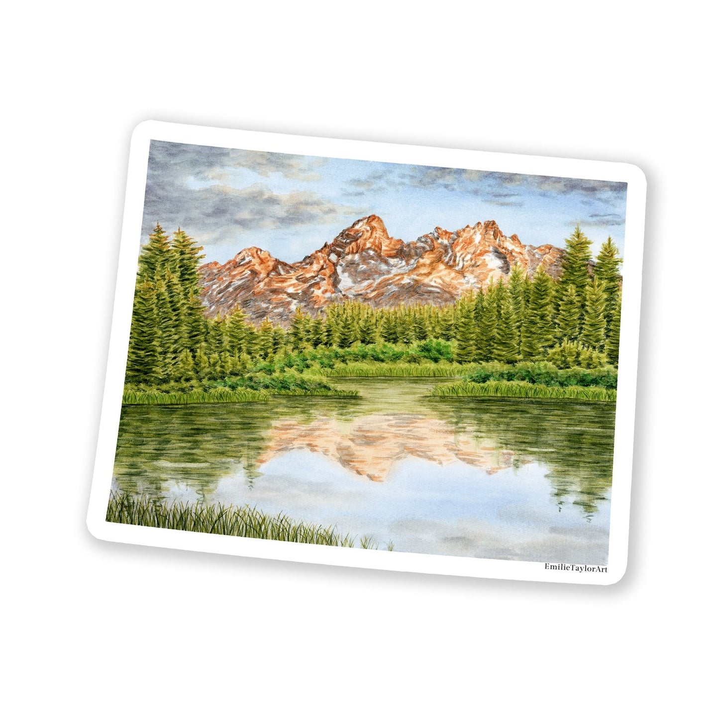 Wyoming Grand Teton National Park Decal, Watercolor Wyoming Sticker Emilie Taylor Art