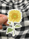 Sunflower Decal, Watercolor SunFlower Sticker, Mini Sunflower Decal, Flower Decal, Sunflower Sticker, Laptop Decal, Weatherproof Decal