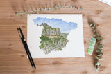 Spain Watercolor Print, Spain Art, Spain Painting, Montserrat, Spain Gift, Spain Souvenir, Spain Wall Art