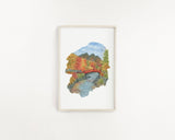 Tochigi Watercolor Painting, Japan Art, Tochigi Art, Shinkyo bridge, Tochigi Print