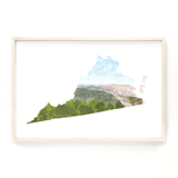 Virginia Watercolor Print, Virginia State Art, Virginia Painting,Virginia Map, Virginia Gift - Emilie Taylor Art