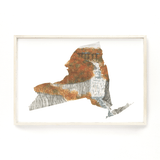 New York Watercolor Print, New York State Art, Letchworth State Park Print, NY Shape Art, NY Print - Emilie Taylor Art