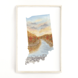Indiana Watercolor Print, Indiana State Art,  Indiana Print, Indiana map art, Indiana Poster - Emilie Taylor Art