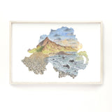 Northern Ireland Watercolor Print, Ireland Painting, Giant's Causeway Ireland