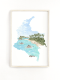 Colombia Watercolor Print, Colombia Painting, Tayrona National Park, Colombia South America gift
