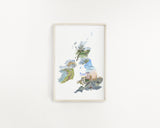 British & Irish Isles Watercolor Print, British and Irish Painting, UK Map