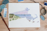 Massachusetts Watercolor Painting, Massachusetts State Art, Massachusetts Souvenir, Cape Cod MA - Emilie Taylor Art