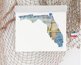 Florida Watercolor Painting, Florida State Art, Florida Map Print, Florida Gift, Florida Souvenir