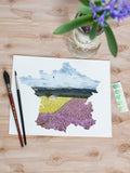 France Watercolor Print, France Art, Lavender Fields