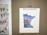 Split Rock Lighthouse Minnesota Original Painting Mated and framed to size 16x20