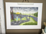 Follow Me Down Original Painting  Mated to size 18x24