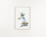 British & Irish Isles Watercolor Print, British and Irish Painting, UK Map