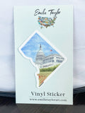 DC Decal, Watercolor DC Sticker, DC Car Decal, Capital Decal, State Sticker, Thermos Decal, Waterproof District of Colombia Decal