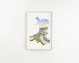 Wales Watercolor Print, Wales Art, Wales Painting, Three Cliffs Bay, wales Gift, Wales Souvenir, United Kingdom Art