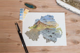 Northern Ireland Watercolor Print, Ireland Painting, Giant's Causeway Ireland