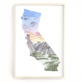 California Watercolor Print, Kings Canyon National Park Art, National Park of California