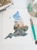 England Watercolor Print, England Art, London Painting, Big Ben, England Souvenir