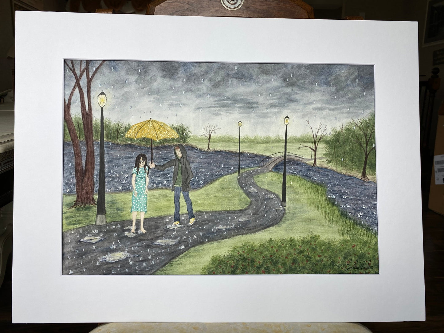 Follow Me Down Original Painting Mated to size 18x24 Emilie Taylor Art