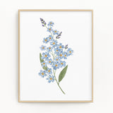 Forget Me Not Print, Watercolor Forget Me Nots Painting, Blue Floral Art, Blue Flowers