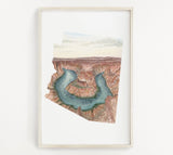 Arizona Grand Canyon National Park Watercolor Painting, Grand Canyon Print