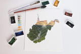 West Virginia Watercolor Print, West Virginia State, West Virginia map art, West Virginia Print - Emilie Taylor Art