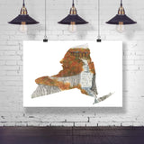 New York Watercolor Print, New York State Art, Letchworth State Park Print, NY Shape Art, NY Print - Emilie Taylor Art