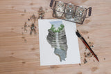Illinois Watercolor Painting, Illinois Art, Illinois Map, Starved Rock State Park IL, French Canyon - Emilie Taylor Art