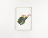 West Virginia Watercolor Print, West Virginia State, West Virginia map art, West Virginia Print - Emilie Taylor Art