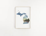 Michigan Watercolor Print, Michigan State Art, Home State Art, MI Map, Michigan Map Art - Emilie Taylor Art